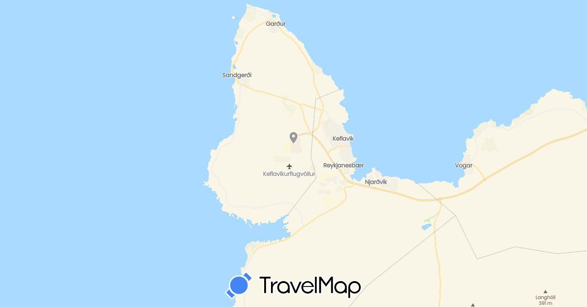 TravelMap itinerary: plane in Iceland (Europe)